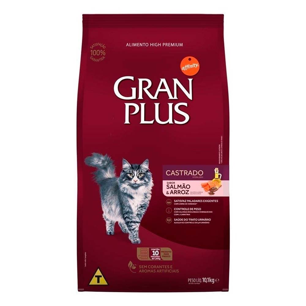 COMIDA PARA GATOS CASTRADOS GRAN PLUS SALMÓN Y ARROZ 10KG