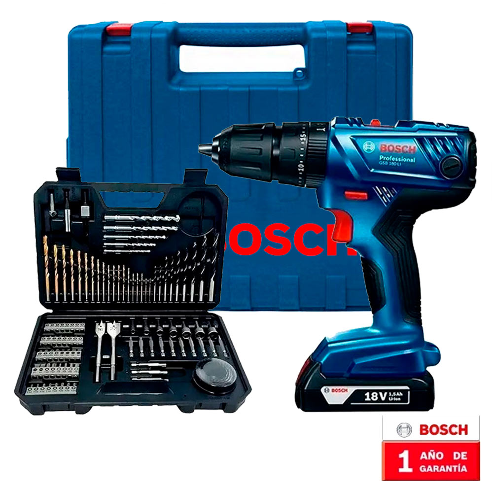 Ripley - TALADRO PERCUTOR 1/2 GSB 180 LI + 1 BATERÍA + SET 103 PCS + 1  MALETA