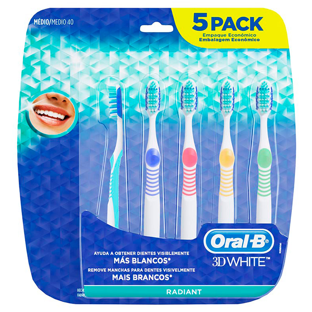 Ripley - ORAL B CEPILLO DENTAL 3D WHITE BLANCO RADIANT 5 UNIDADES